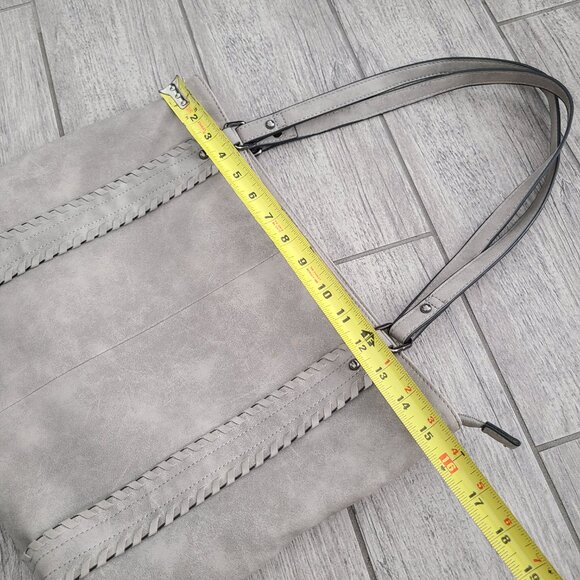 Sam & Hadley Faux Suede Tote Shoulder Bag Over The Shoulder Gray - Picture 12 of 12